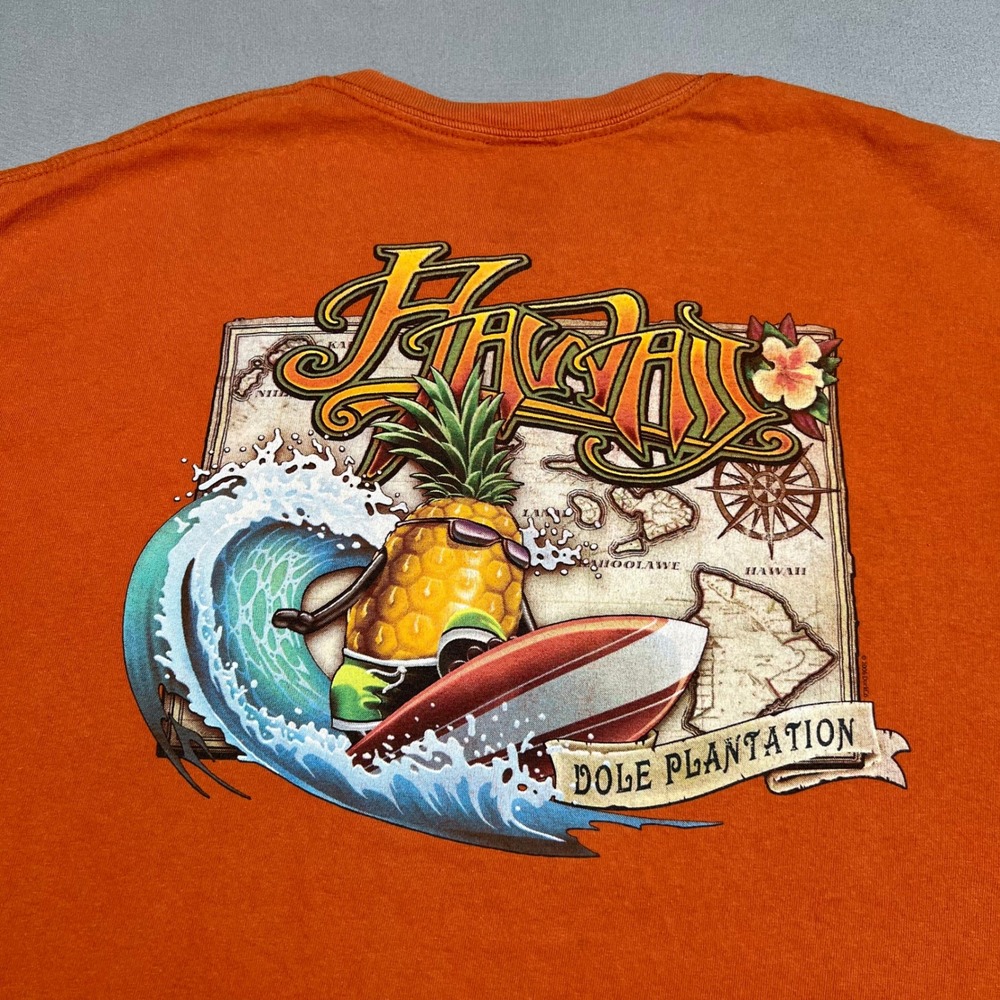 Dole Plantation Hawaii Surfing Pineapple T-Shirt Mens XL Orange Vintage Surf 90s